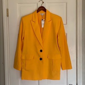 bright mustard yellow express x ladygang blazer